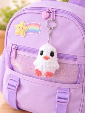 Crochet stuffed duck keychain handmade